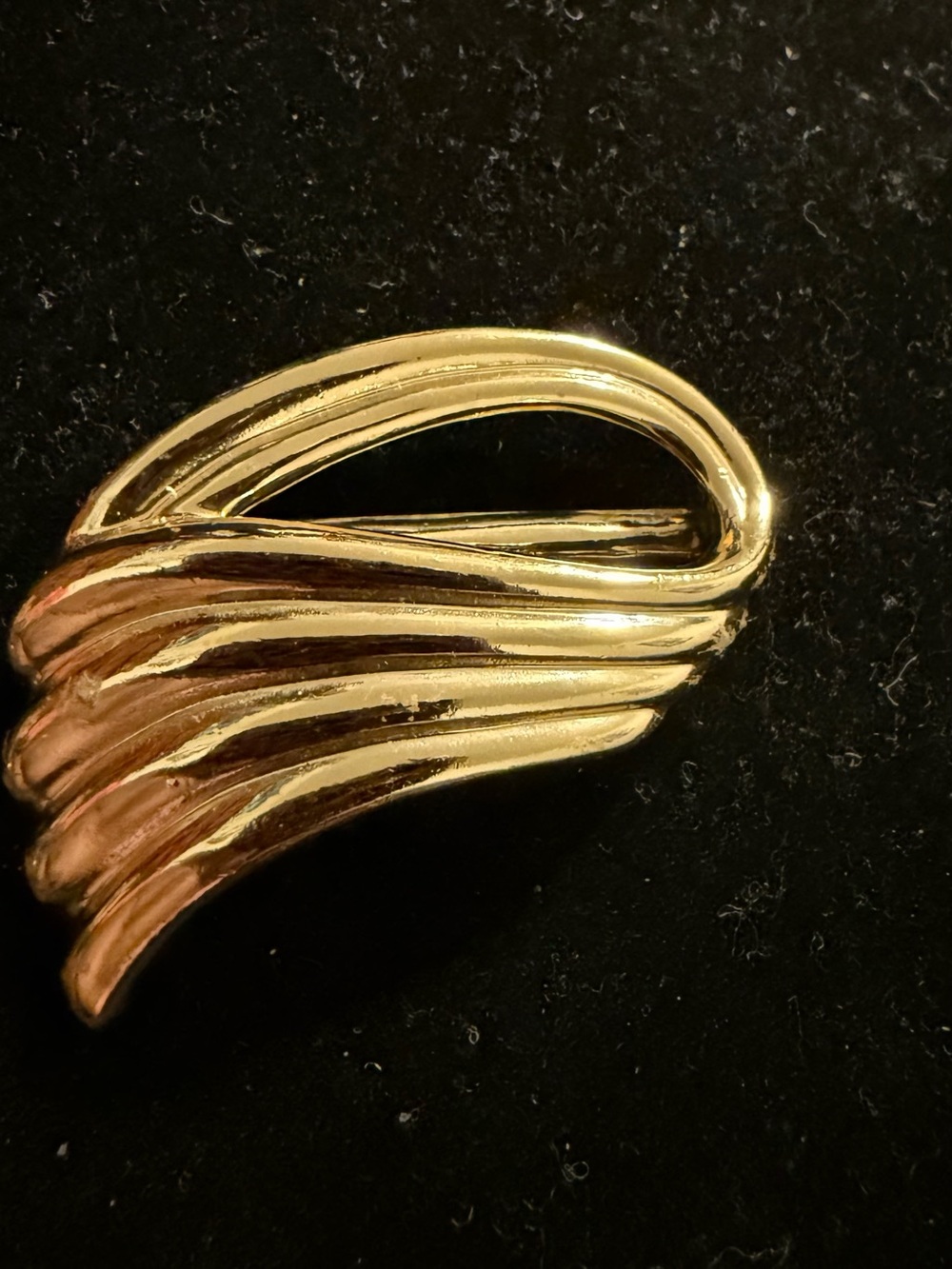 Vintage Piscitelli Signed Gold Tone Scarf Slide Swirl Design Excellent Condition